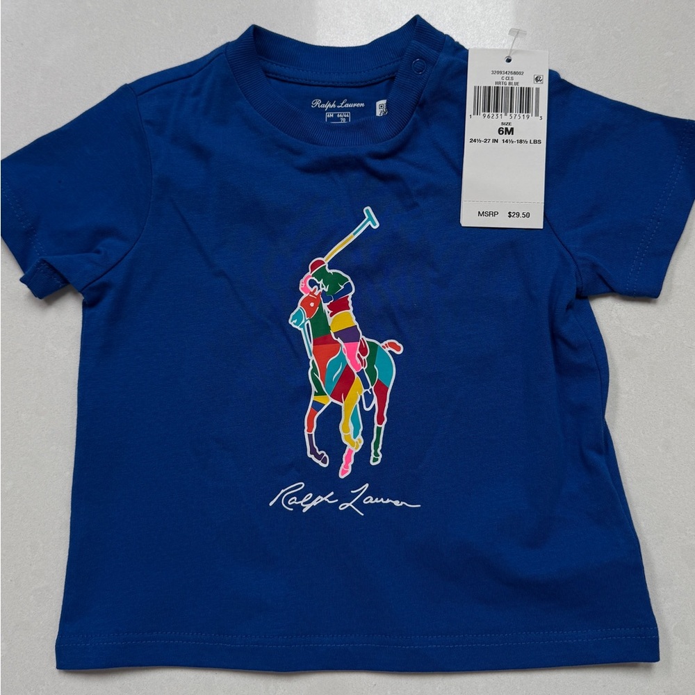 Ralph Lauren Kids Blue Graphic T-Shirt (6M)